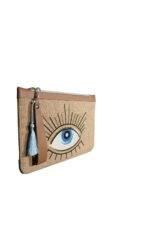 Kleopatra Göz Nakışlı Jüt Clutch Çanta 30 × 20 cm - Görsel 4