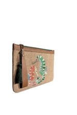 Deniz Atı Nakışlı Jüt Clutch Çanta 30 × 20 cm - Görsel 3