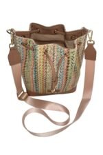 Victoria Hasır Bej Çanta Maxi