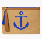 Çapa Nakışlı Jüt Clutch Çanta 30 × 20 cm