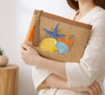 Nazar Göz Nakışlı Jüt Clutch Çanta