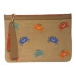 Çoklu Yengeç Nakışlı Jüt Clutch Çanta 30×20 cm - Görsel 3