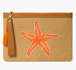 Deniz Yıldızı Nakışlı Jüt Clutch Çanta 30 × 20 cm