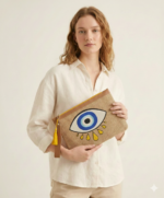 Nazar Göz Nakışlı Jüt Clutch 30×20 cm - Görsel 4