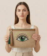 Yapraklı Yeşil Göz Clutch 30*20 - Görsel 4