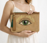 Yapraklı Yeşil Göz Clutch 30*20