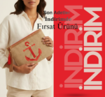 Kırmızı Çapa Nakışlı Jüt Clutch