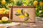 Akdeniz Limonları Nakışlı Jüt Clutch 32*22 - Görsel 2