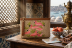 Tropik Flamingolar Nakışlı Jüt Clutch 32*22 - Görsel 2