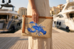 Okyanus Mavisi Istakoz Nakışlı Jüt Clutch Çanta - Görsel 2