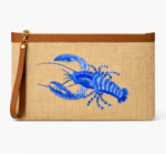 Okyanus Mavisi Istakoz Nakışlı Jüt Clutch Çanta